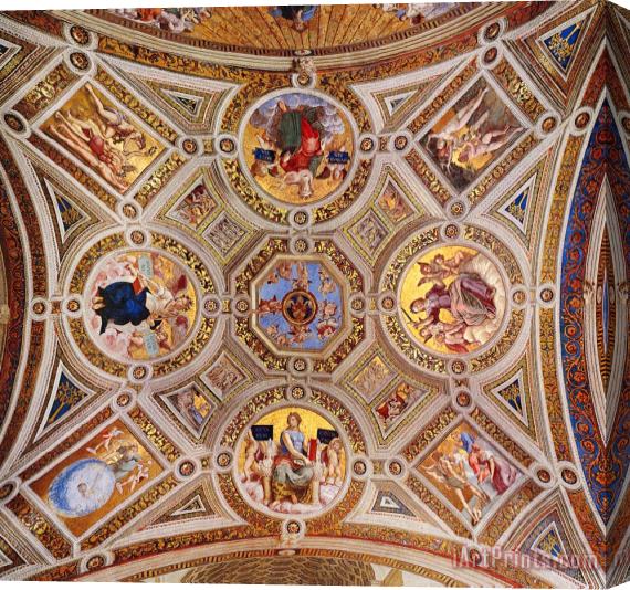Raphael The Stanza Della Segnatura Ceiling [detail 1] Stretched Canvas Print / Canvas Art